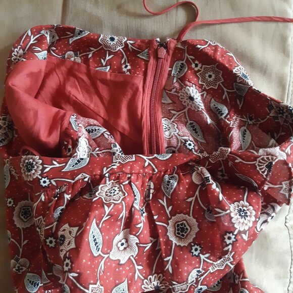 mini dress floral print linen ruffle - Picture 14 of 16